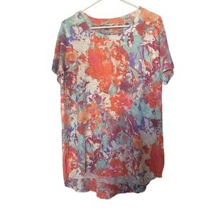 Soft Surroundings Late Bloom Colorful Floral Knit Shirt